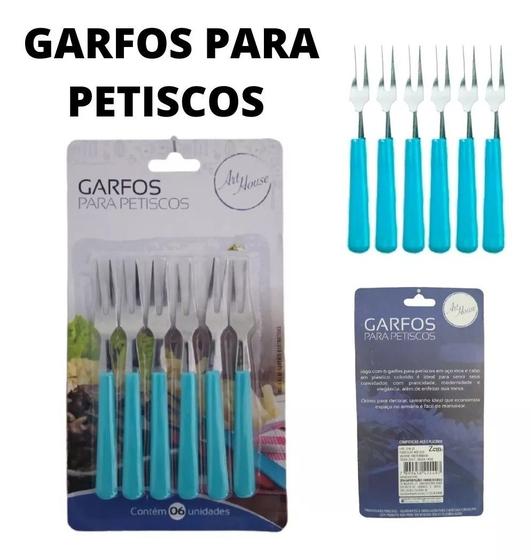 Imagem de Garfos Para Servir Petisco Conjunto Com 06 Peças Aço Inox