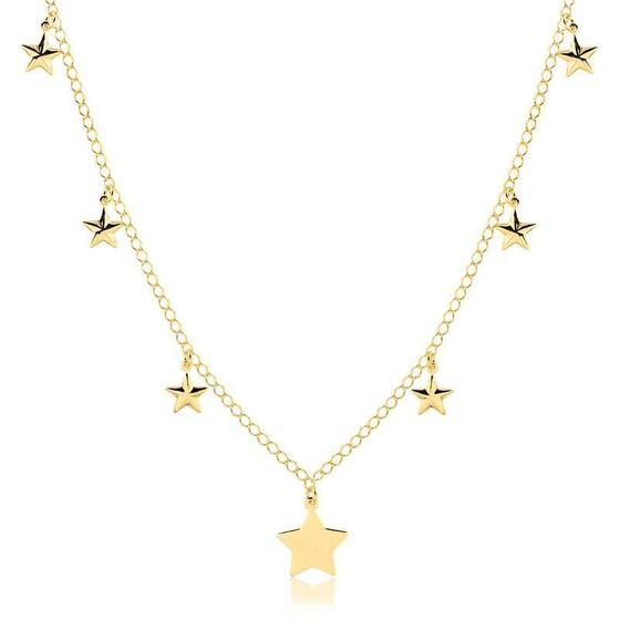 Imagem de Gargantilha 65cm Com Extensor De 5cm Com Estrelas Grandes E Dourada