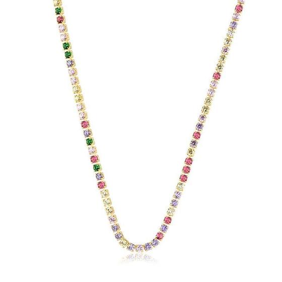 Imagem de Gargantilha choker com pedras de zircônias multicolor folheada a ouro 