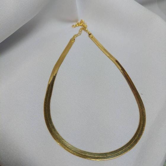 Imagem de Gargantilha Choker Laminada Semijoia em Ouro 18k