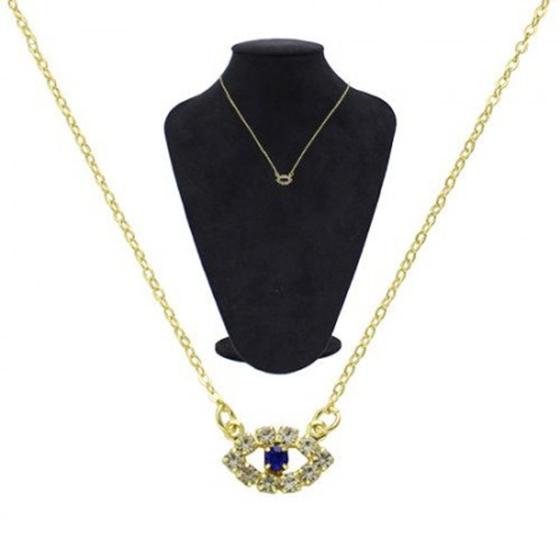 Imagem de Gargantilha Com Olho Grego Em Strass PRI Style Folheada A Ouro 18K Antialérgica