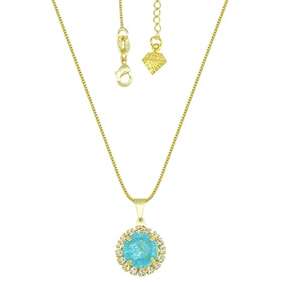 Imagem de Gargantilha Com Pedra Fusion Rodeada Por Strass PRI Style Folheada A Ouro 18K Antialérgica