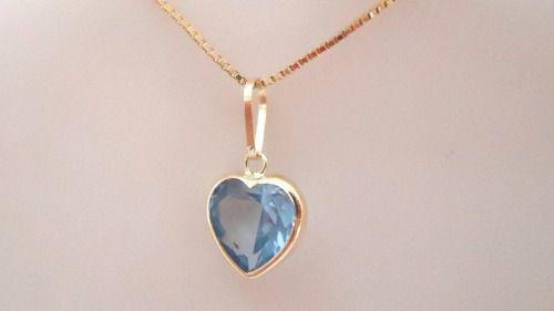 Gargantilha Corrente Colar Veneziana 50cm Coração Azul Aquamarine Ouro 18k Menor preço em Gargantilha Corrente Colar Veneziana 50cm Coração Azul Aquamarine Ouro 18k