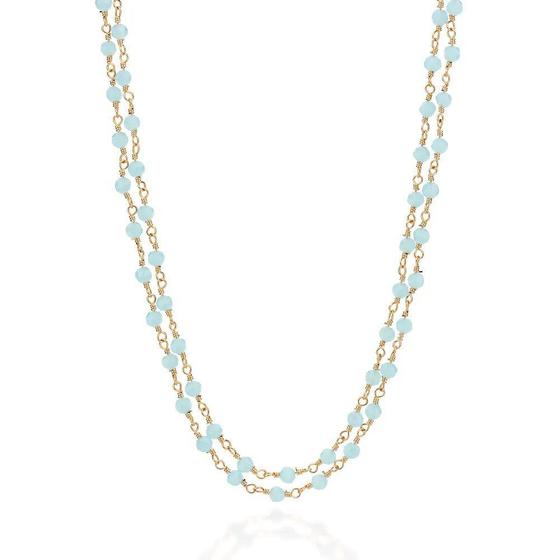 Imagem de Gargantilha de ouro 18k feminino cristais facetados azul 42 cm rommanel 532492