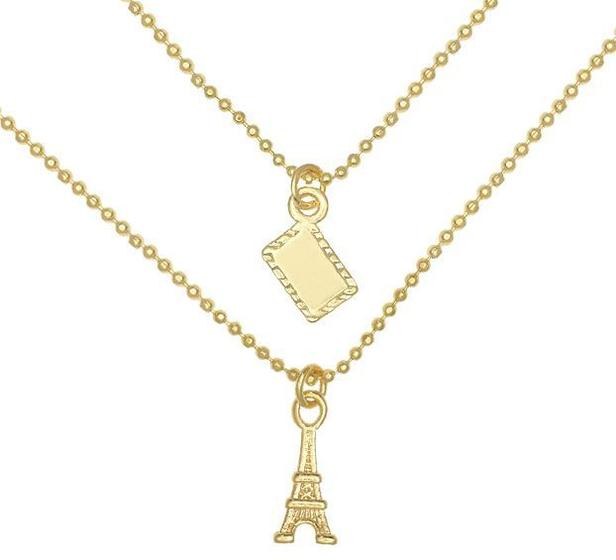 Imagem de gargantilha dupla com placa e torre eiffel
