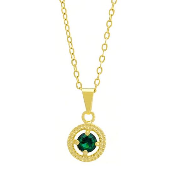 Imagem de Gargantilha Horus Import Ponto Luz Medal Verde Esmeralda Banhada Ouro 18 K - 1061143