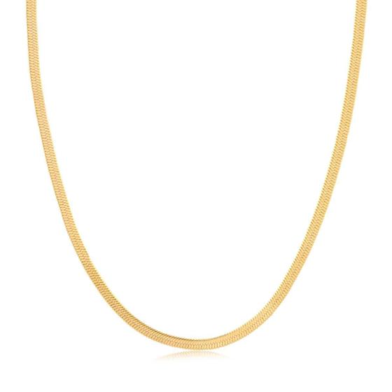 Imagem de Gargantilha Malha Fita 2mm 70cm Com Extensor De 5cm Folheada Dourada