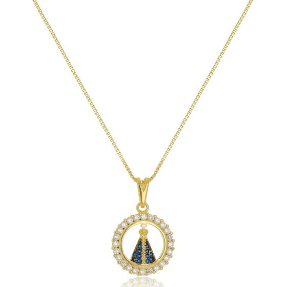 Imagem de Gargantilha Nossa Senhora Aparecida Banhada a Ouro 18k