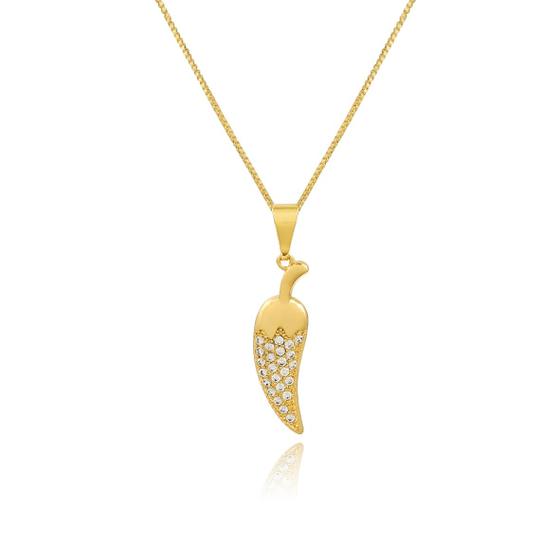 Imagem de Gargantilha Pingente Pimenta com Zircônias Folheado a Ouro 18k