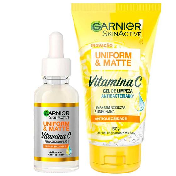 Imagem de Garnier Vitamina C Kit  Sérum Facial Efeito Matte + Gel de Limpeza Facial