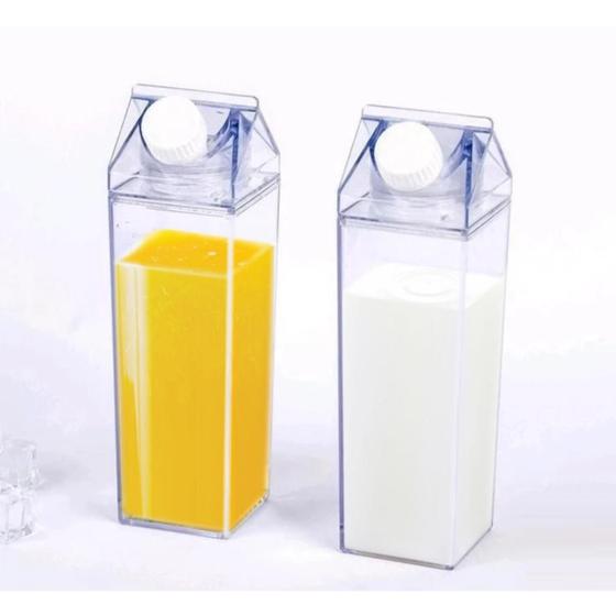 Imagem de Garrafa Acrílica Transparente 450Ml Leite Água Suco Portátil