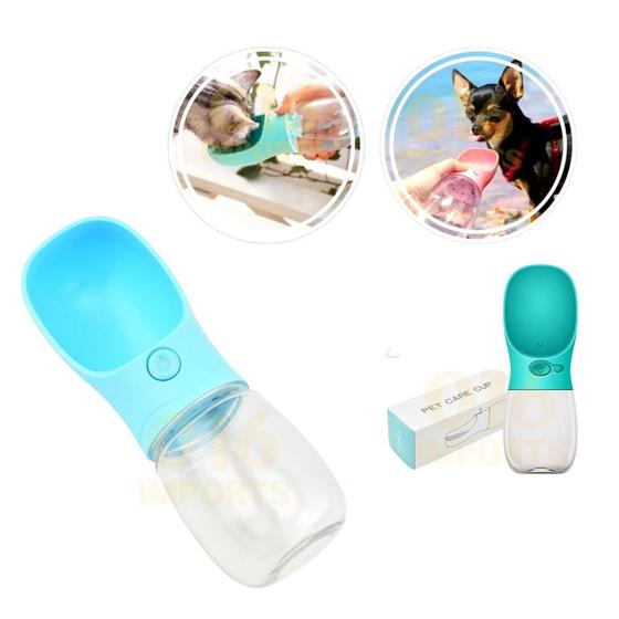 Imagem de Garrafa Água Bebedouro Portátil Pet Cachorro Passeio 350Ml