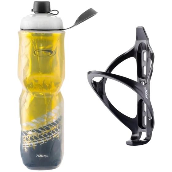 Imagem de Garrafa Água Bike Squeeze Térmica Ciclismo Academia Caramanhola 700ml + Suporte