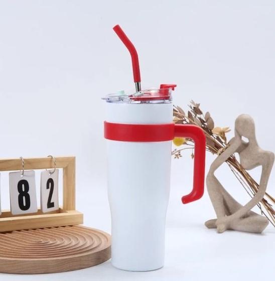 Imagem de Garrafa Copo Térmico Quencher 2.0 Stal caneca com canudo Térmico, Tampa e Alça 1200 ml 1.2 Litros Copo Neymar