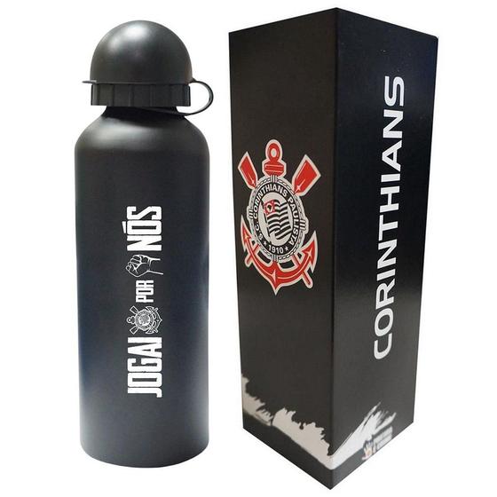 Imagem de Garrafa Corinthians Squeeze Alumínio Preto Fosco 500ml Oficial