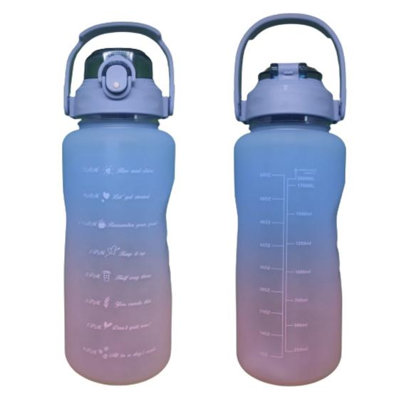Imagem de Garrafa de Água 2 Litros Squeeze Motivacional Tie Dye Com Frases em Inglês Galão de Água Fitness Com Canudo e Bico Antivazamento Ki-útil