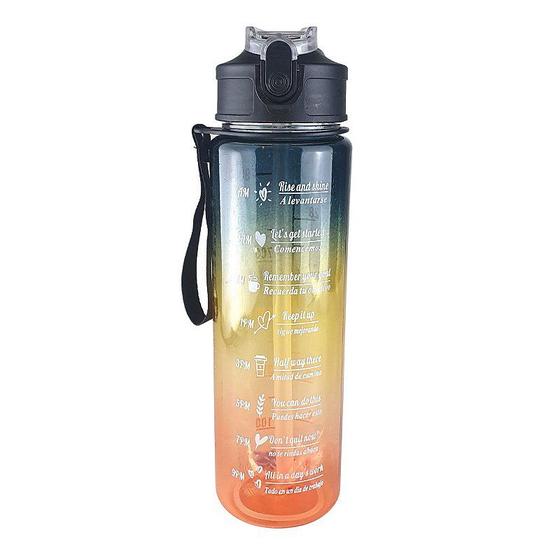 Imagem de Garrafa de Água 800ml Squeeze Sport com Alça Preto Amarelo Laranja