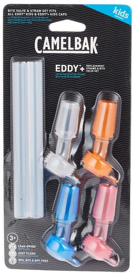 Imagem de Garrafa de água CamelBak eddy+ Kids com válvula Bite e canudos, pacote com 4 unidades