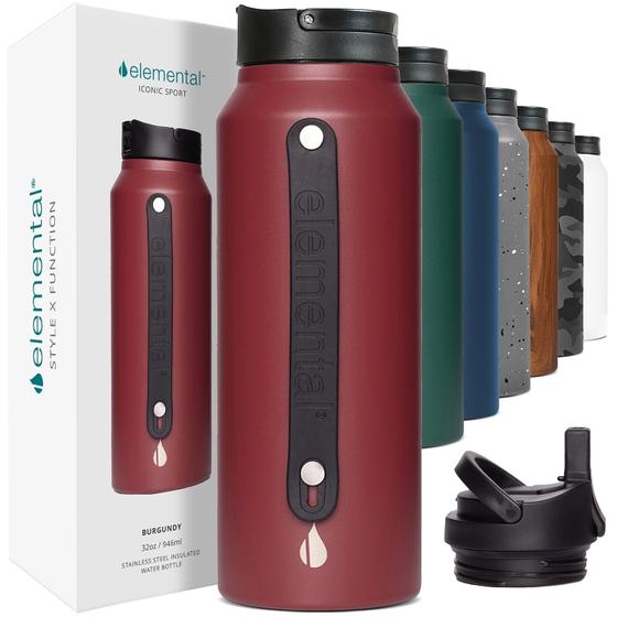 Imagem de Garrafa de Água Elemental Iconic - 950ml em Aço Inoxidável com Canudo