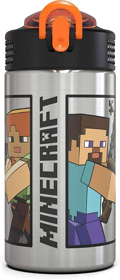 Imagem de Garrafa de Água Infantil Zak Designs Minecraft - 470ml, Aço Inoxidável, BPA Free