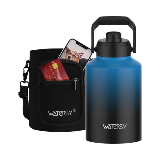 Imagem de Garrafa De Água Isolada De Aço Inoxidável De Grande Capacidade 64/128oz Com Bolsa De Transporte Para