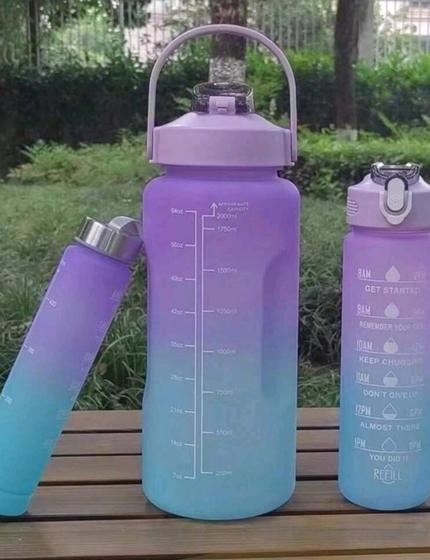 Imagem de Garrafa de Agua Motivacional kit 3 peças 2l, 800ml, 300ml