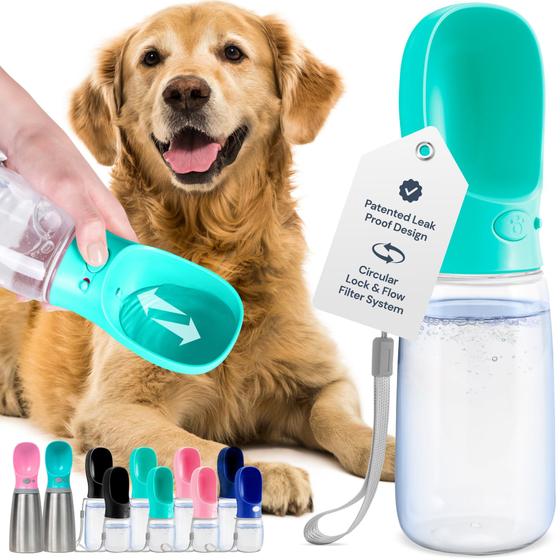 Imagem de Garrafa de Água Portátil para Cães MalSiPree com Tigela - 550ml (Azul)