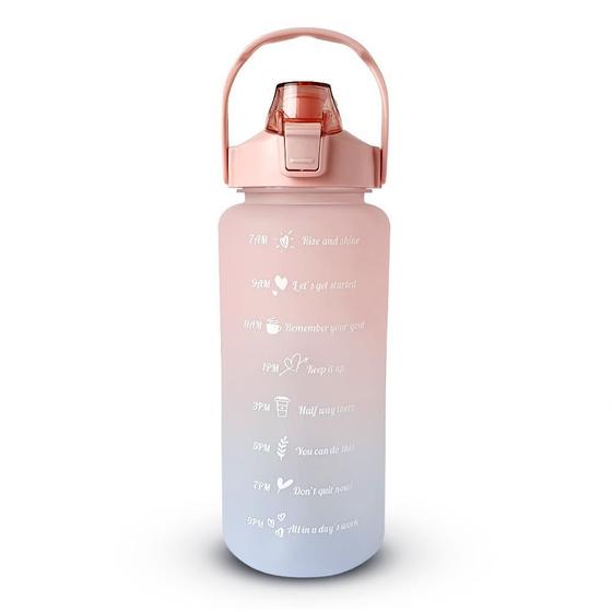 Imagem de Garrafa De Água Squeeze 2L Tie Dye Rosa Canudo E Adesivos