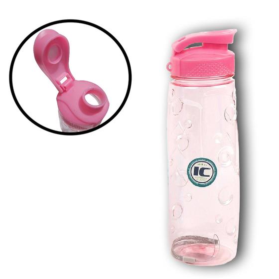 Imagem de Garrafa De Água Squeeze Com Trava Flip Academia Top 700 Ml Rosa Cód. 2423