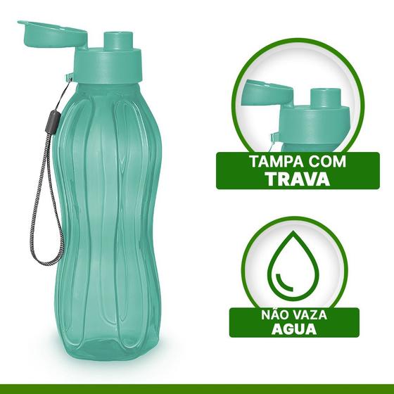 Imagem de Garrafa De Água Squeeze Plástica 600ml Com Alça Várias Cores