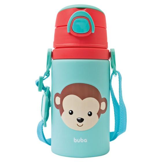 Imagem de Garrafa de Alumínio Infantil C/ Canudo Fun 450ml Macaco Buba