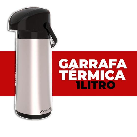 Imagem de Garrafa de Cafe Termica Pressão 1L Inox Verona Resistente