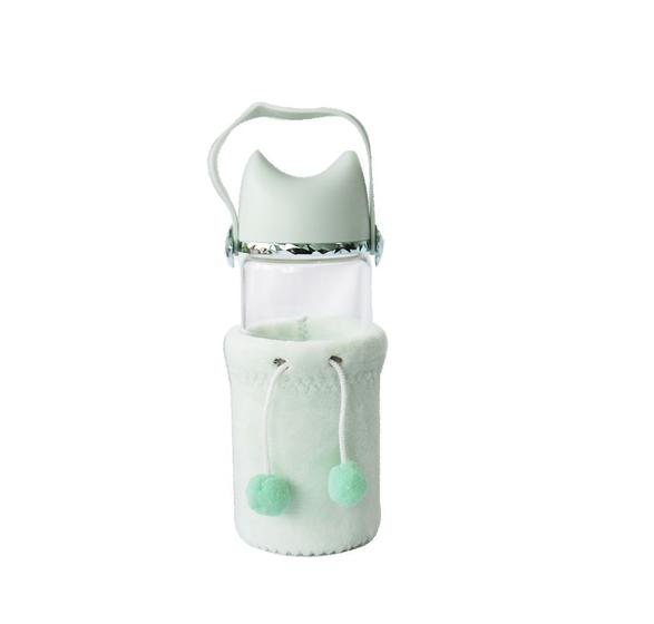 Imagem de Garrafa de vidro fox bottle com capa de veludo com tampa e alça