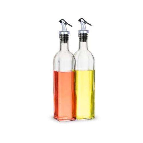 Imagem de Garrafa de  vidro para azeite e vinagre Inox Galheteiro 250ml bico Dosador  Azeiteiro Tampa Aço