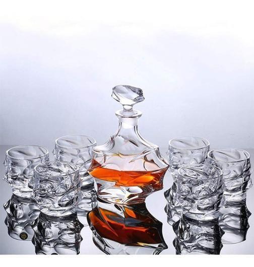 Imagem de Garrafa Decanter Vidro Whisky Licor 900Ml +6 Copos Superluxo