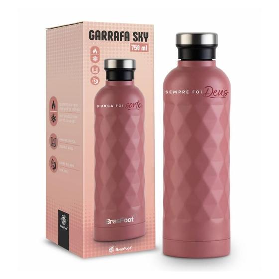 Imagem de Garrafa Easygrip Brasfoot 750ml Aço Inox Salmão