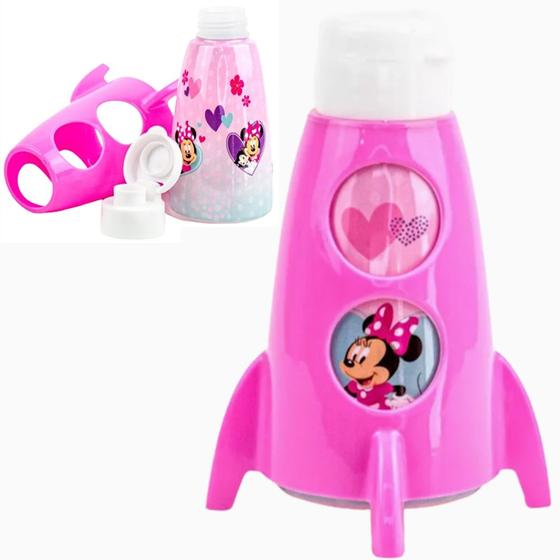 Imagem de Garrafa Foguete Infantil Porta Lanche Squeeze Minnie Rosa