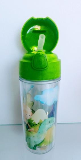 Imagem de Garrafa infantil com canudo   Dino Helsim