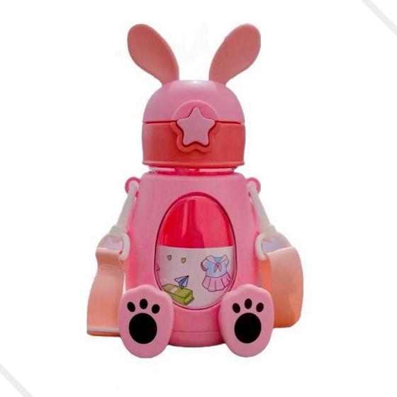 Imagem de Garrafa Infantil Escolar De Coelhinho 550Ml Rosa