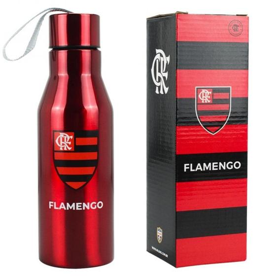 Imagem de Garrafa Inox Tampa Rosqueável Cordão Flamengo Mengão 600ml