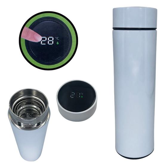 Imagem de Garrafa Isotérmica Branca Inox 500ml Com Visor Touch de Led