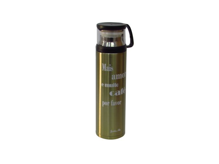 Imagem de Garrafa Isotérmica De Inox Com Frase E Tampa Com Copo 450ml