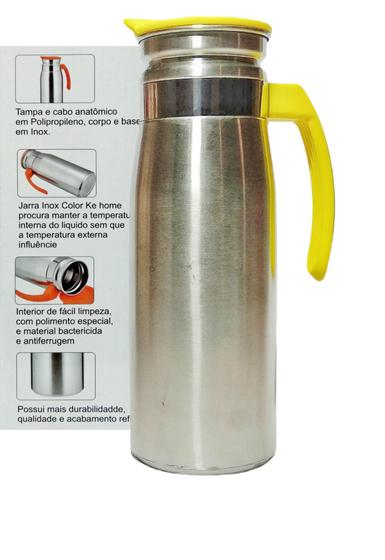 Garrafa Jarra Inox Com Tampa Color 1,5 Litros Água Suco Menor preço em Garrafa Jarra Inox Com Tampa Color 1,5 Litros Água Suco