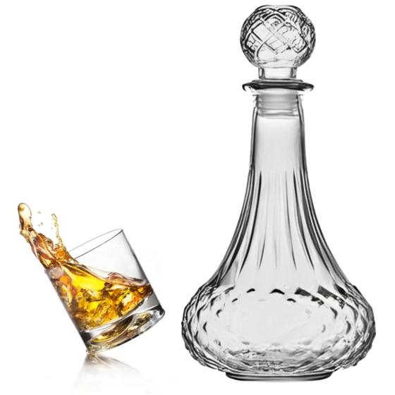 Imagem de Garrafa lapidada Licoreira Licor Whisky Suco 700ml luxo Licoeira com vedação Presente
