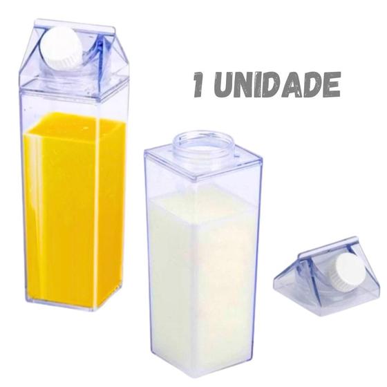 Imagem de Garrafa Pack Caixa De Leite 500ML Para Geladeira Acrílico Água Suco