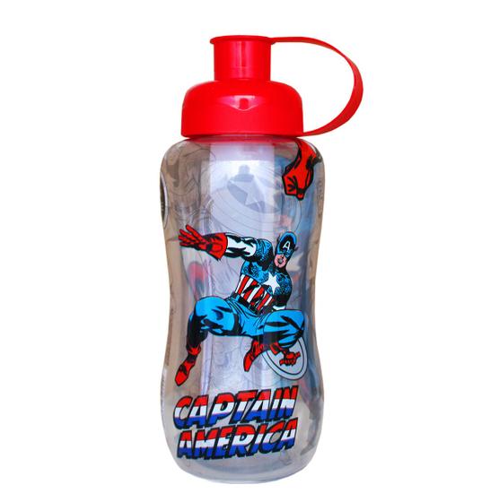 Imagem de Garrafa Plástica Escolar Infantil Squeeze Capitão América 550 ml