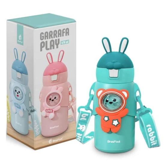 Imagem de Garrafa Play Verde Com Alca E Canudo 470ml
