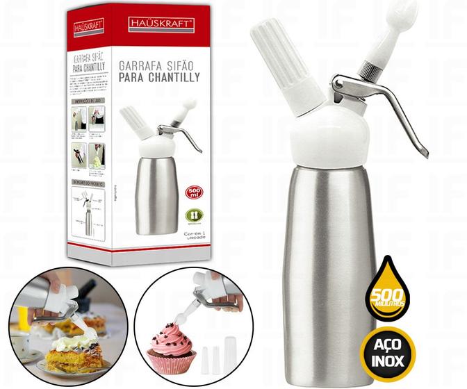 Imagem de Garrafa Sifão Para Chantilly Profissional 500ml C/ 3 Bicos