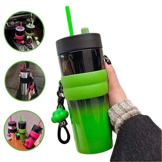 Imagem de Garrafa Squeeze Caneca Copo Térmico Com Tampa Vacou 710ML Quenten e Frio AK7015