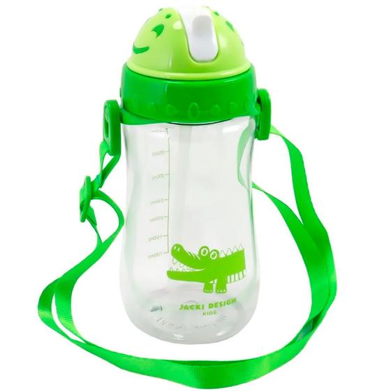 Imagem de Garrafa Squeeze Infantil Água 460ml Garrafinha Canudo Alça